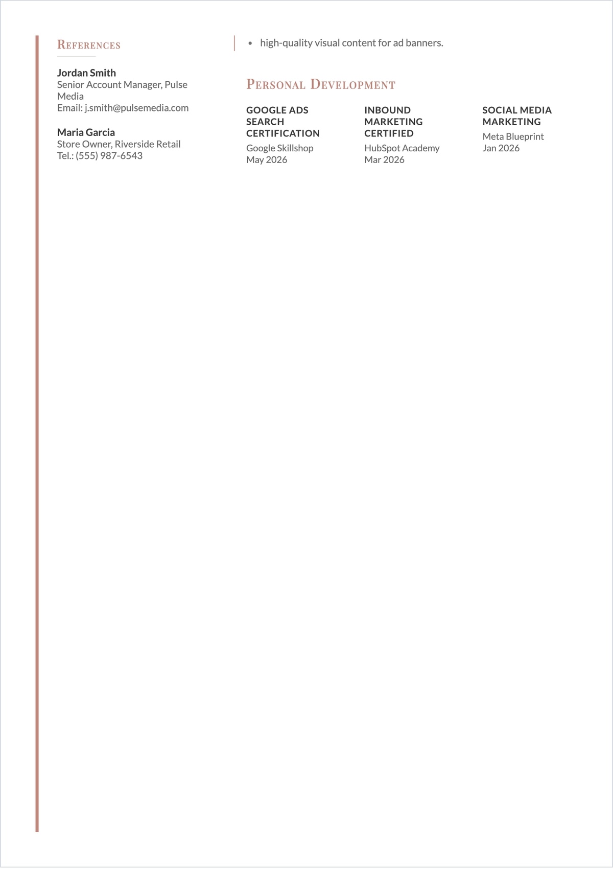 Free Sample Entry-Level ATS CV Template, AI CV Builder