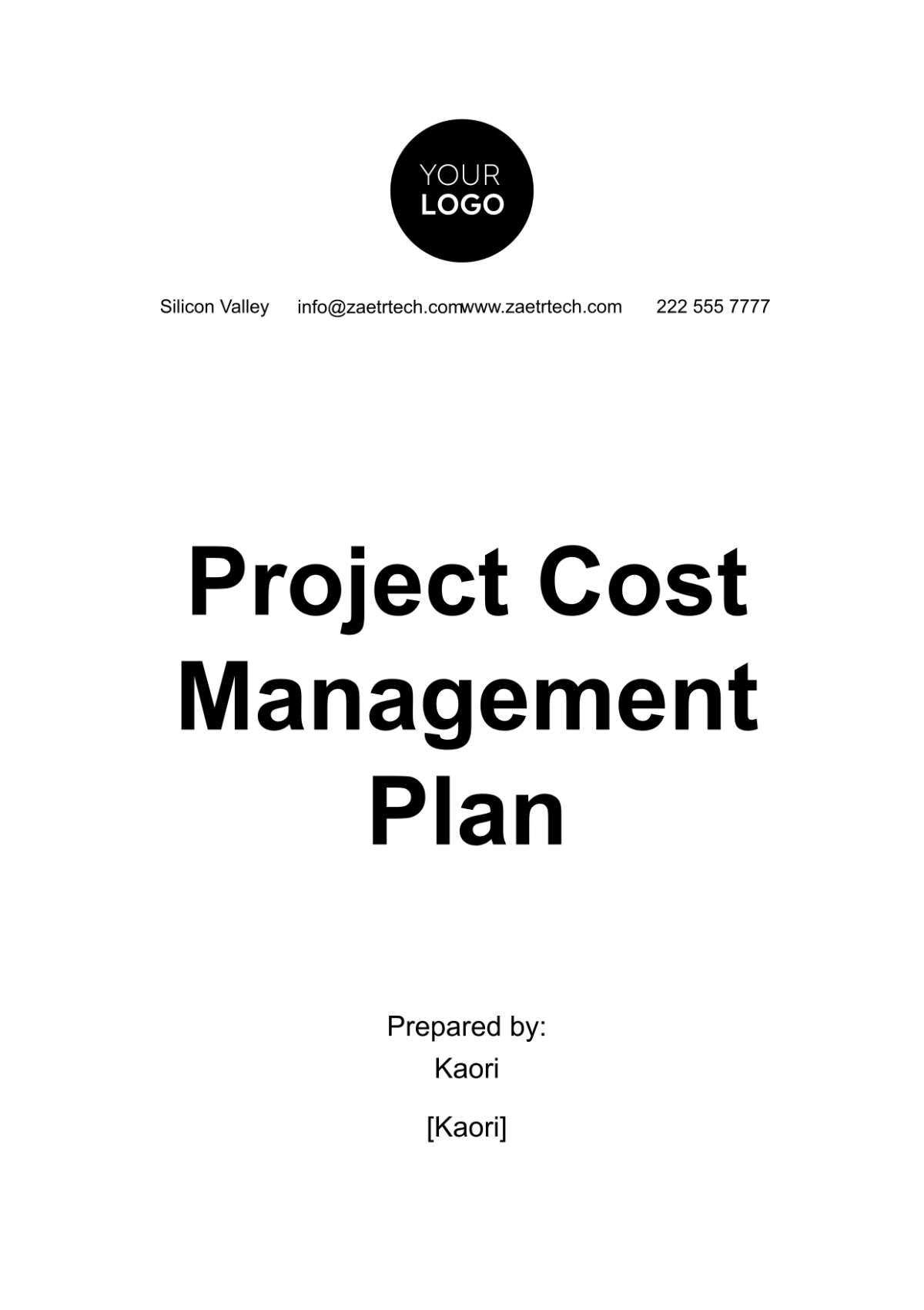 Project Cost Management Plan Template - Edit Online & Download