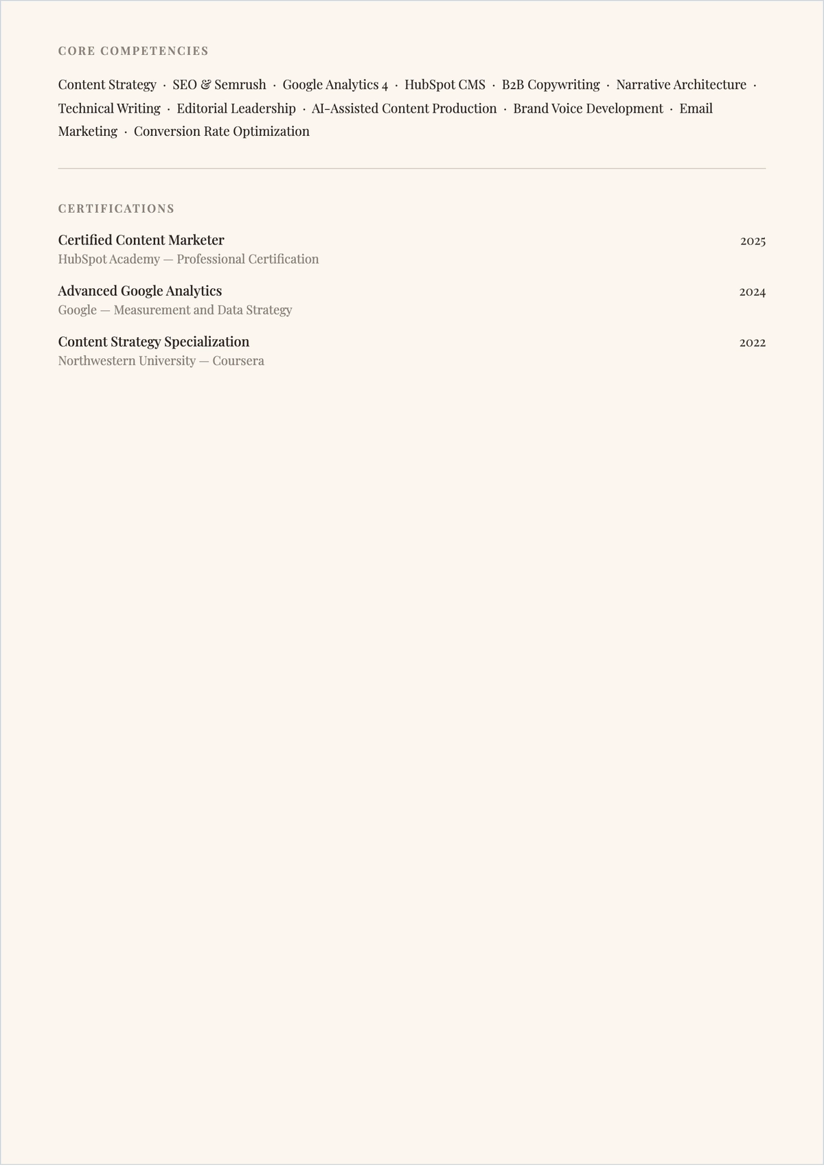 Free Simple Writer ATS CV Template, AI CV Builder