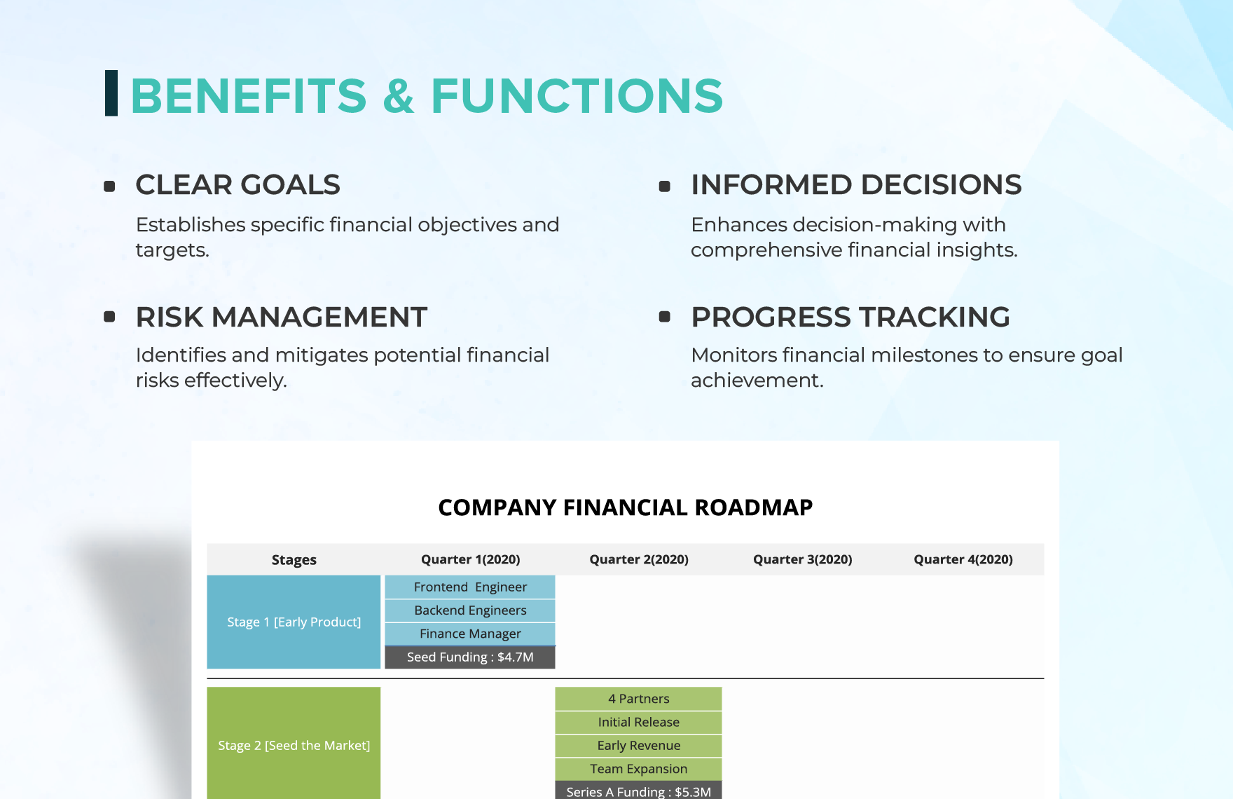 Company Financial Roadmap Template
