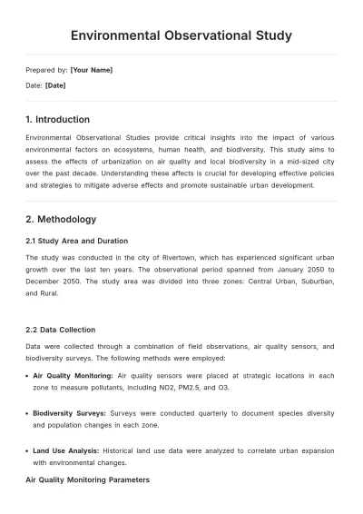 Free Environmental Observational Study Template to Edit Online