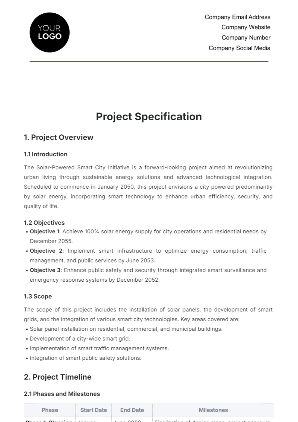 Project Specification Template