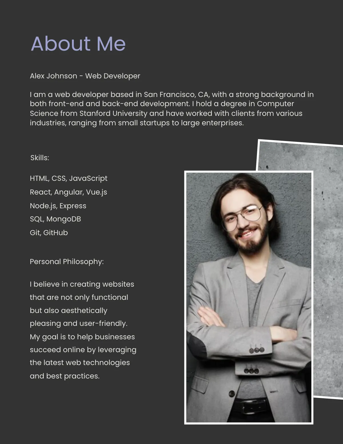 Free Web Developer Portfolio Template to Edit Online