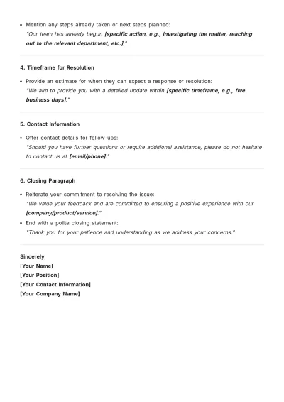 Free Complaint Acknowledgement Letter Outline Template to Edit Online