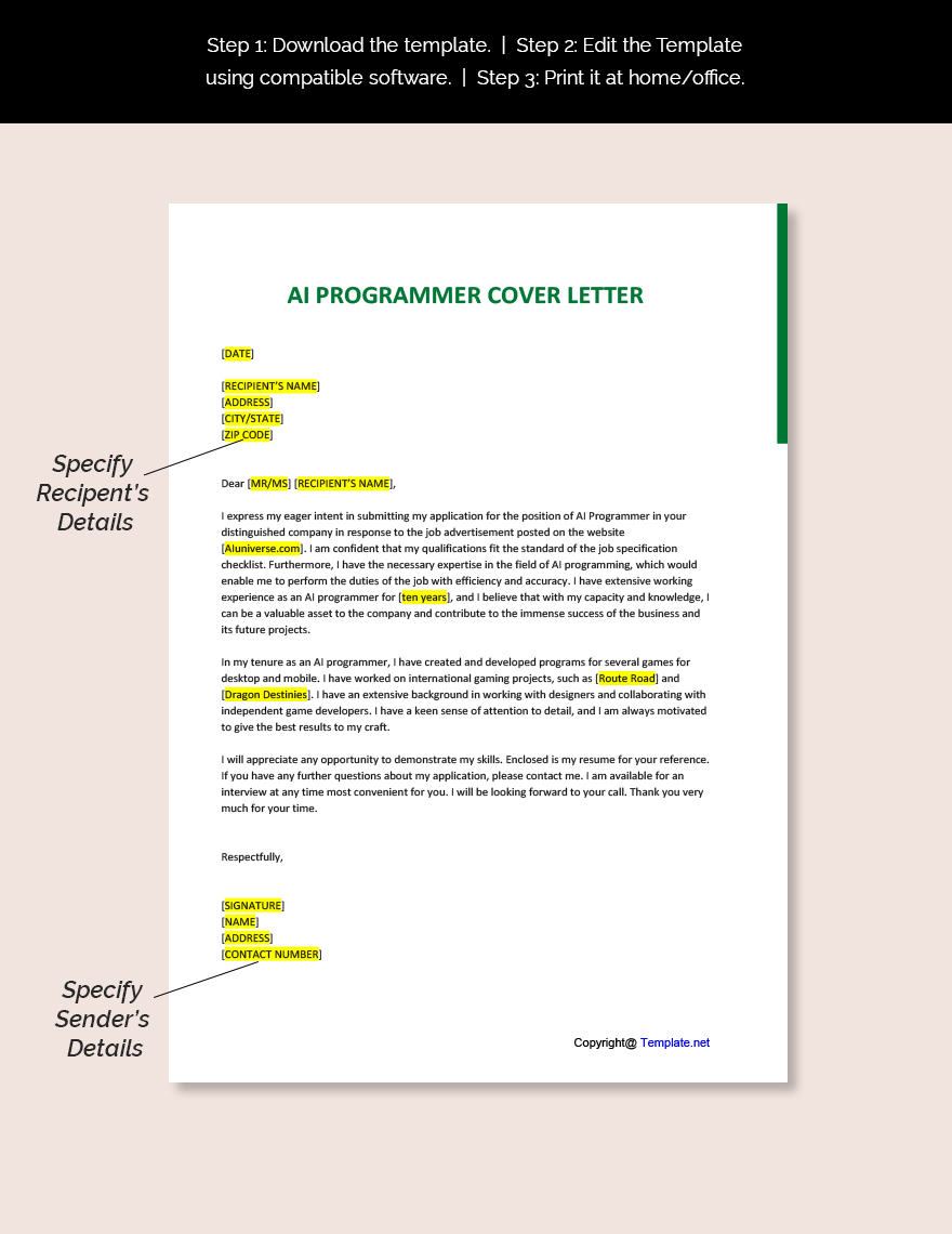AI Programmer Cover Letter