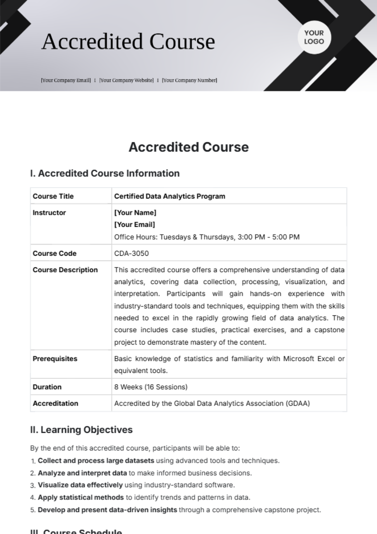 Accredited Course Template - Edit Online & Download