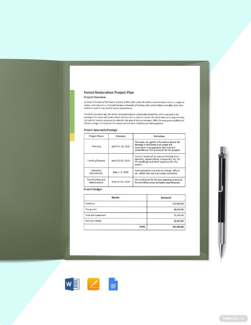 One-Page Construction Project Plan Template