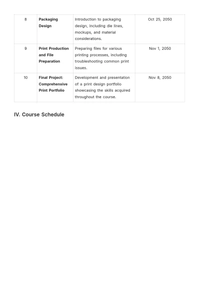 Free Printable Course Description Template to Edit Online