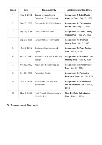 Free Printable Course Description Template to Edit Online
