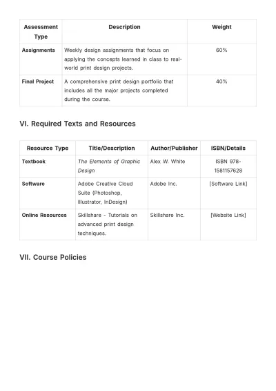 Free Printable Course Description Template to Edit Online