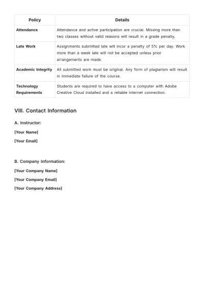 Free Printable Course Description Template to Edit Online