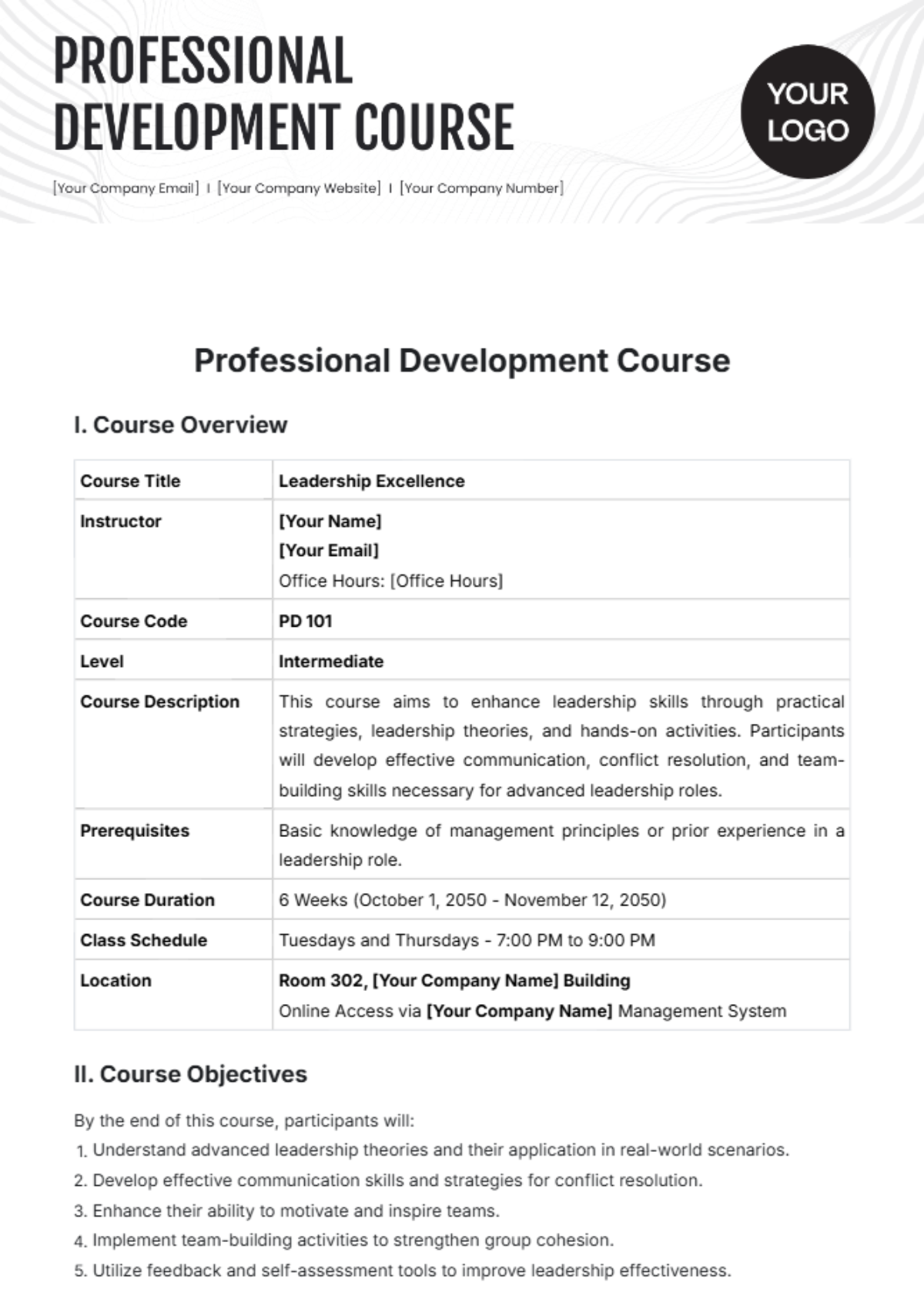 Professional Development Course Template - Edit Online & Download