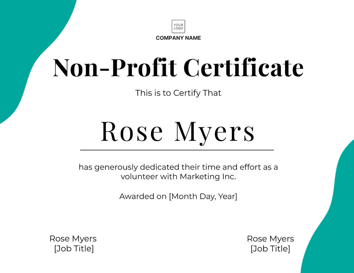 Non-Profit Certificate