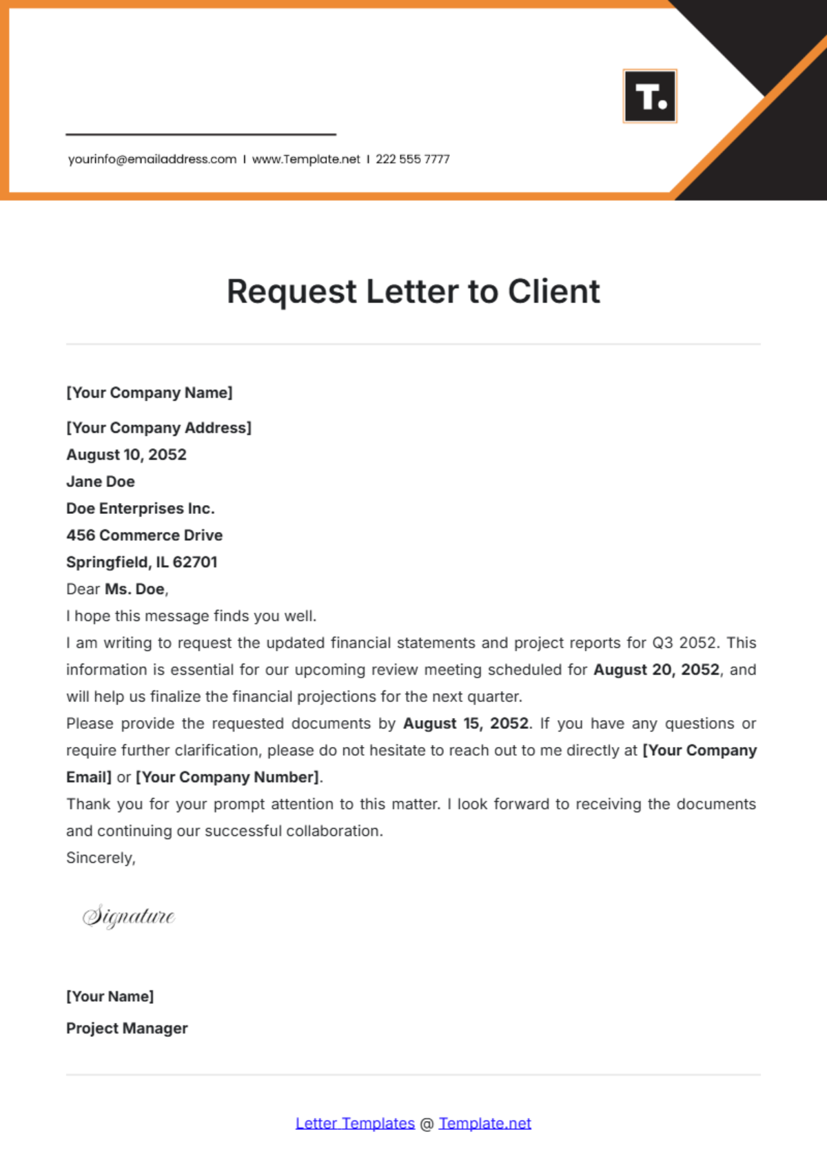 Request Letter to Client Template