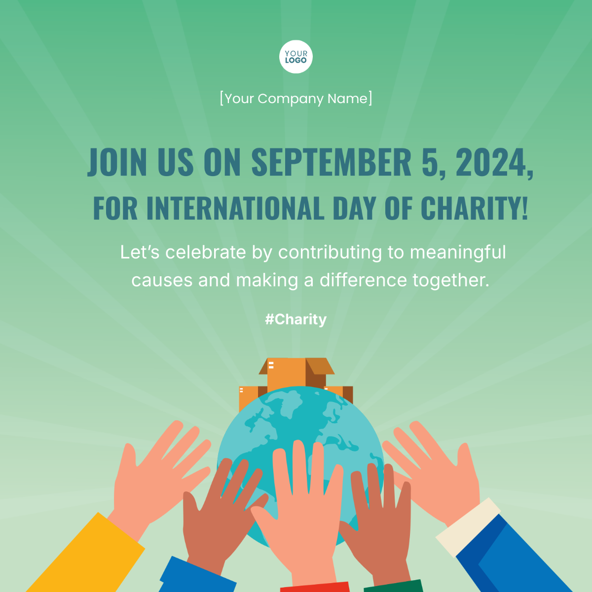 International Day of Charity LinkedIn Post Template - Edit Online & Download