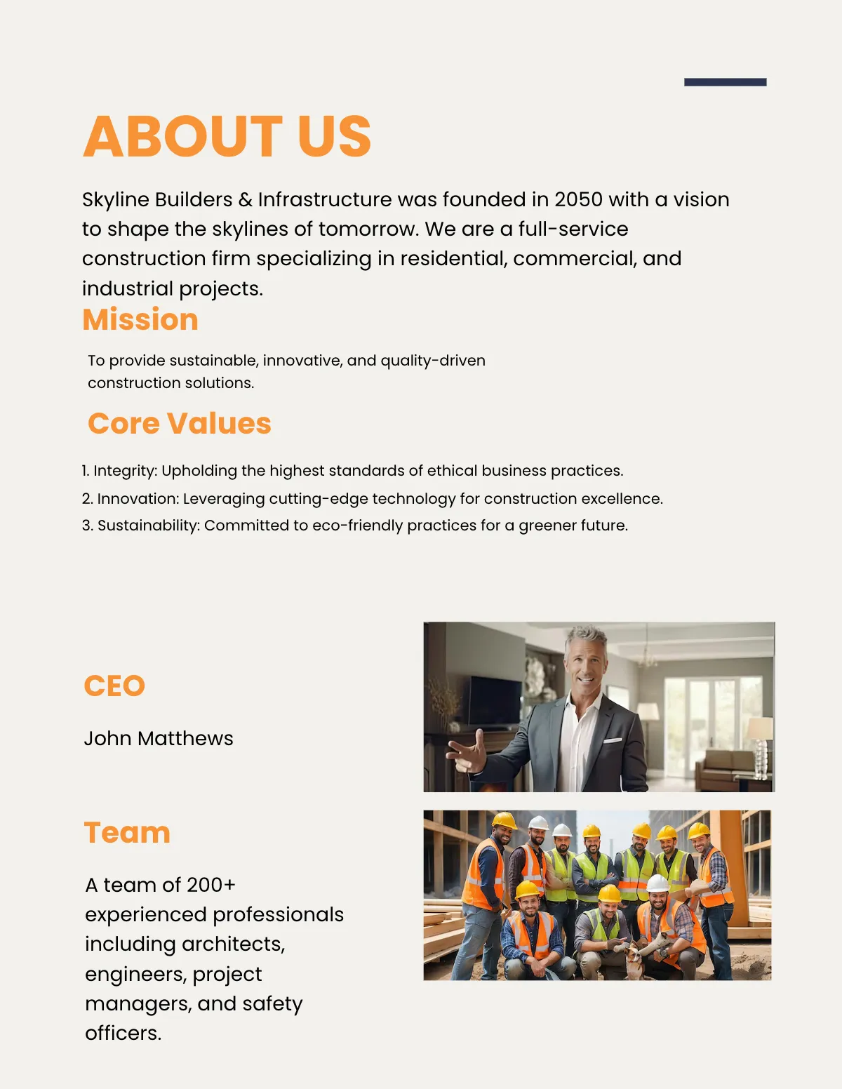 Free Construction Portfolio Template to Edit Online