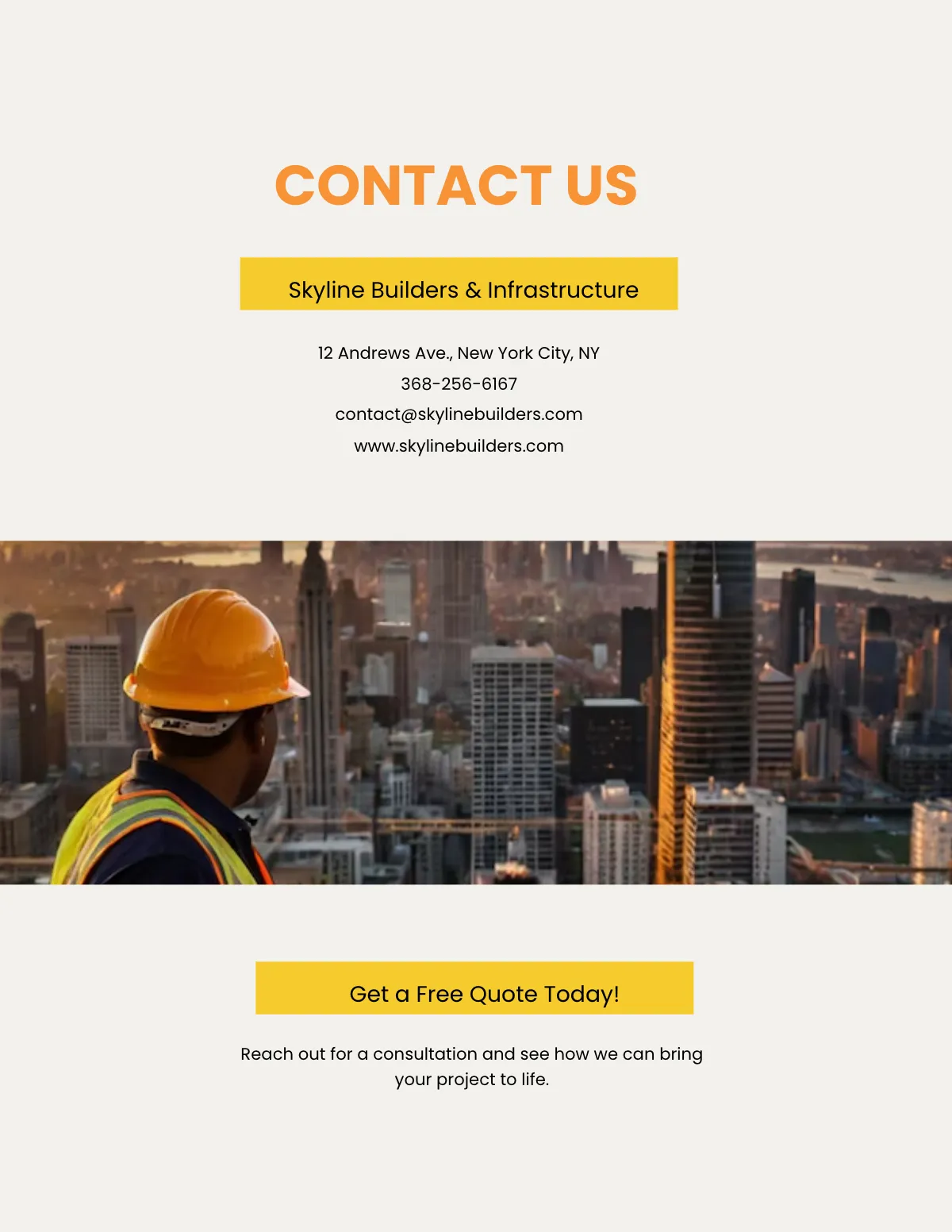 Free Construction Portfolio Template to Edit Online
