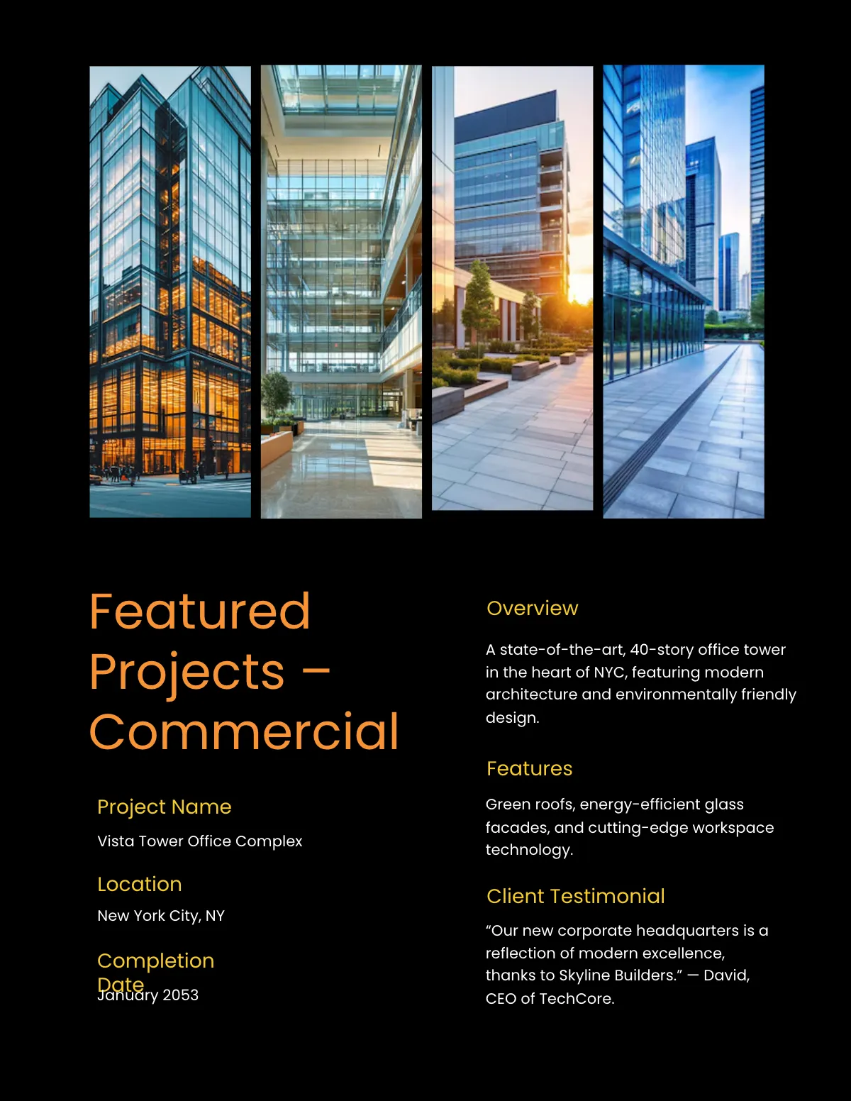 Free Construction Portfolio Template to Edit Online