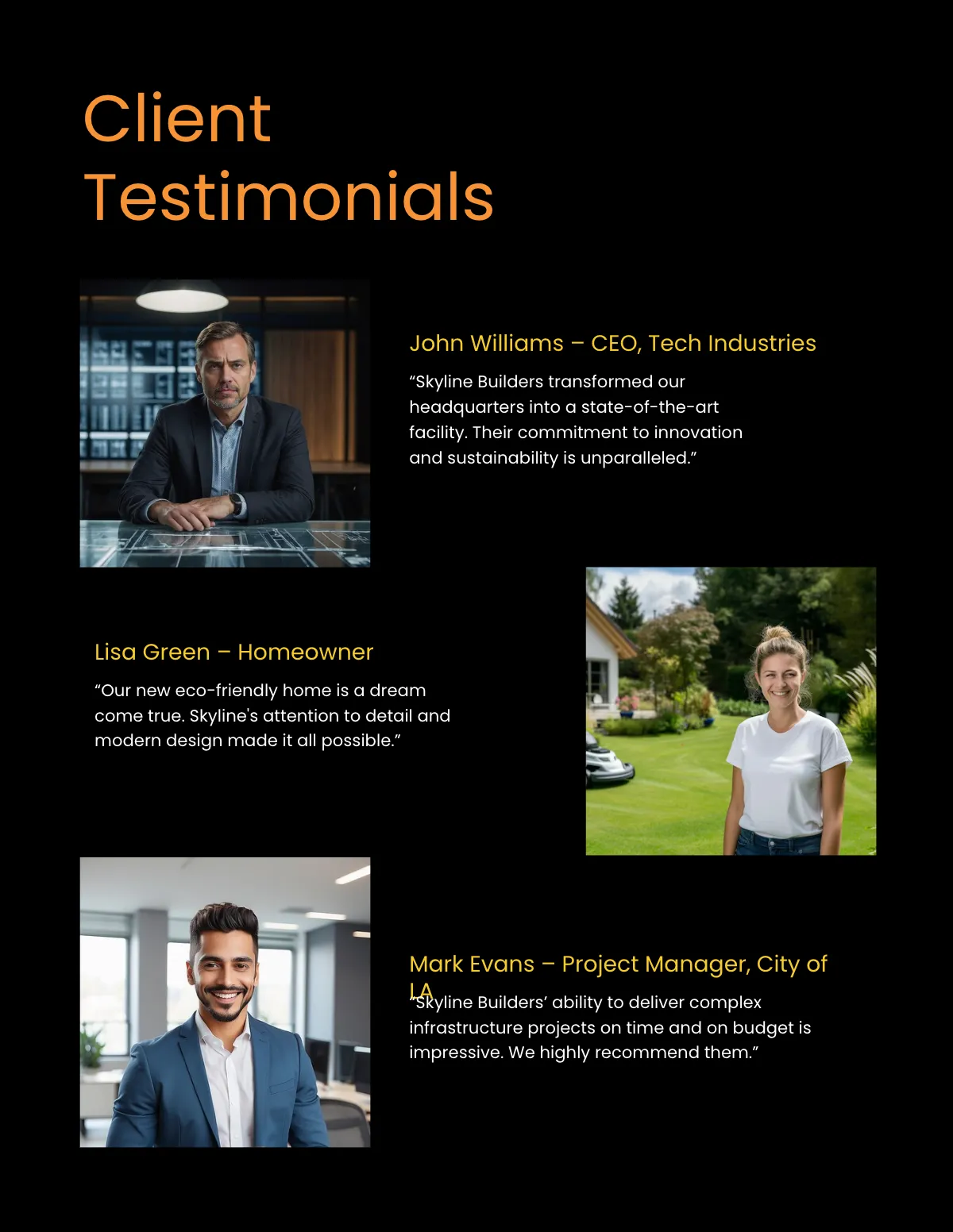 Free Construction Portfolio Template to Edit Online