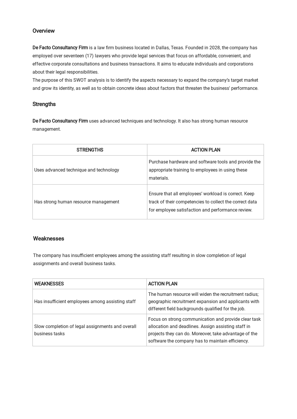 Swot Analysis For A Law Firm