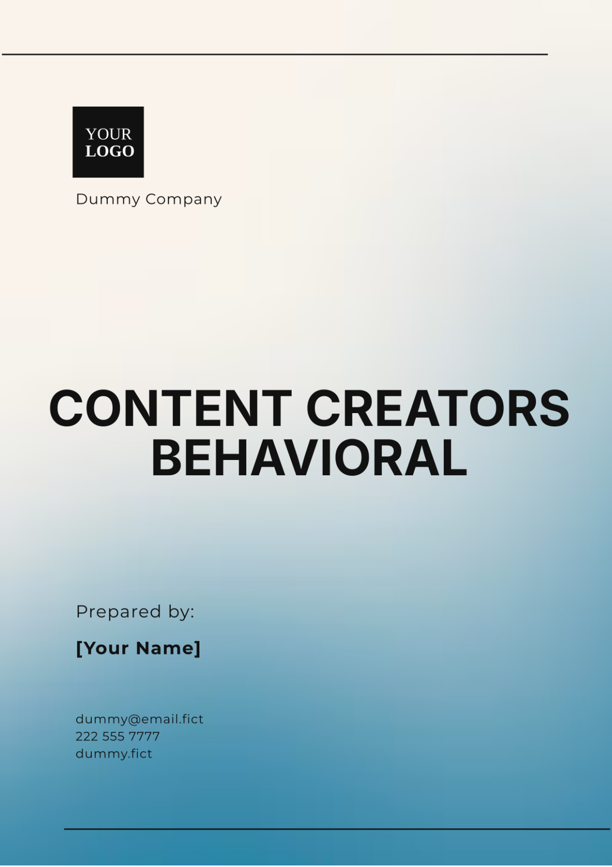 Content Creators Behavioral Template - Edit Online & Download