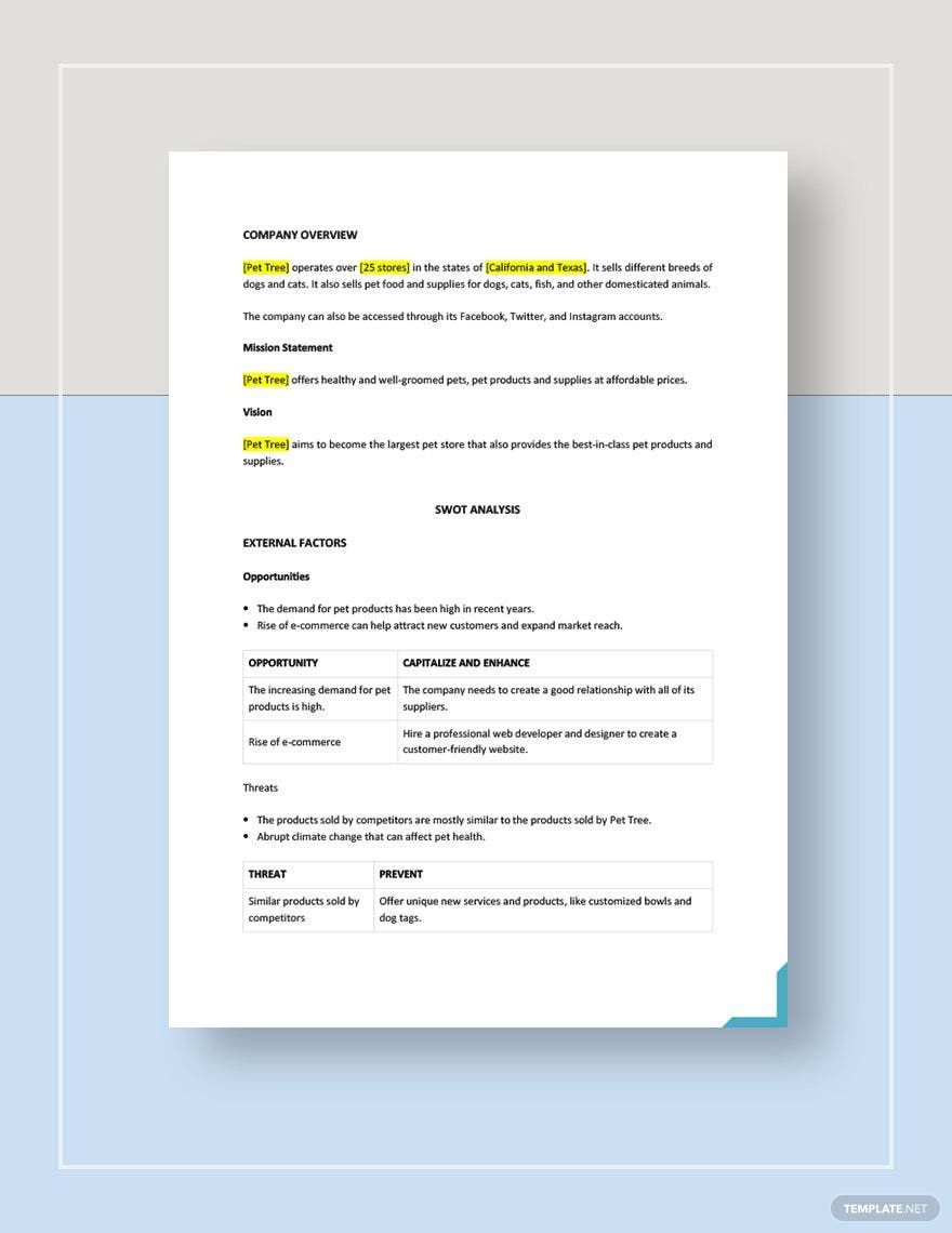 Pet Store swot analysis template - Google Docs, Word, Apple Pages ...