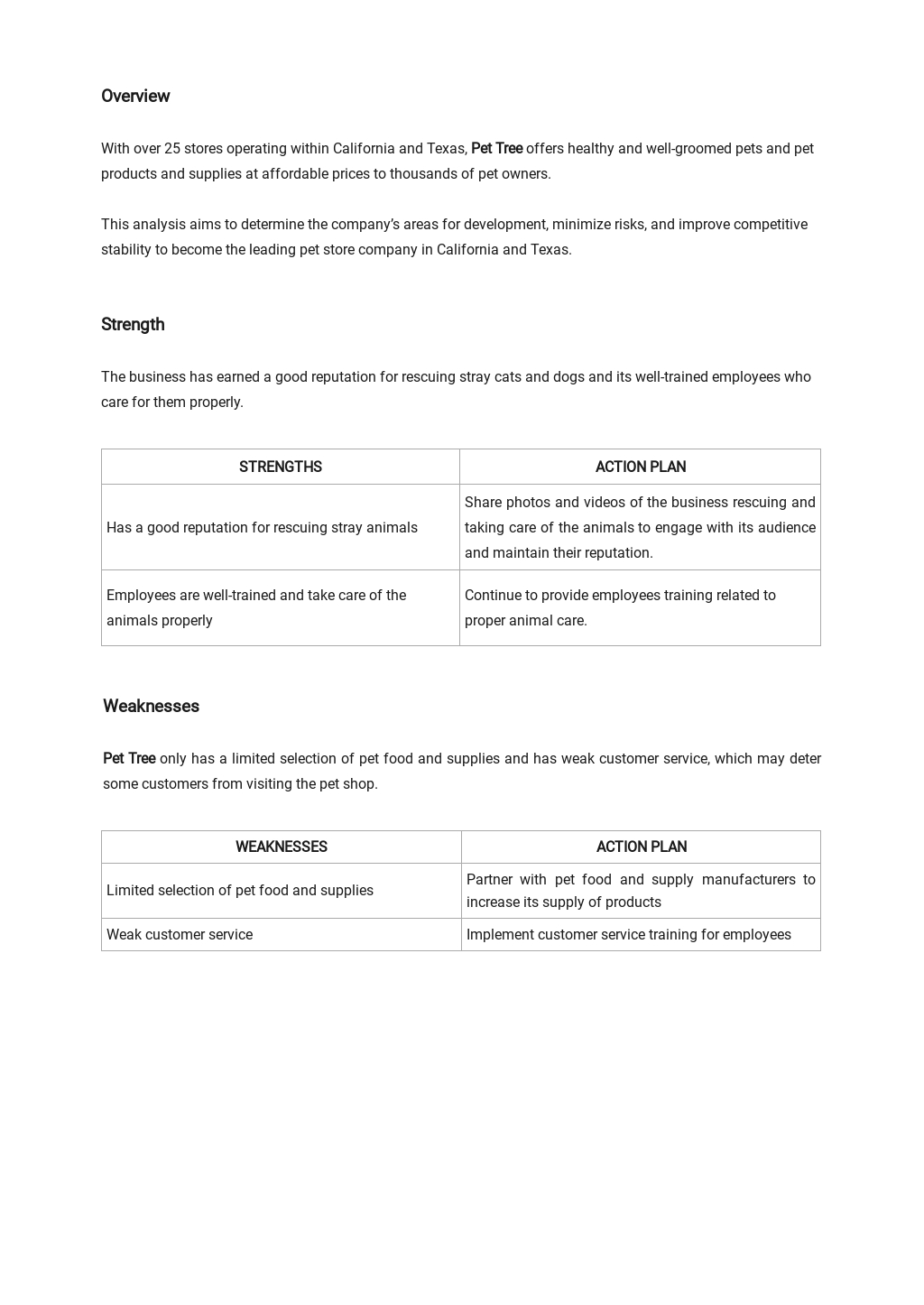 Pet Store Swot Analysis Template Free Pdf Word Apple Pages My XXX Hot