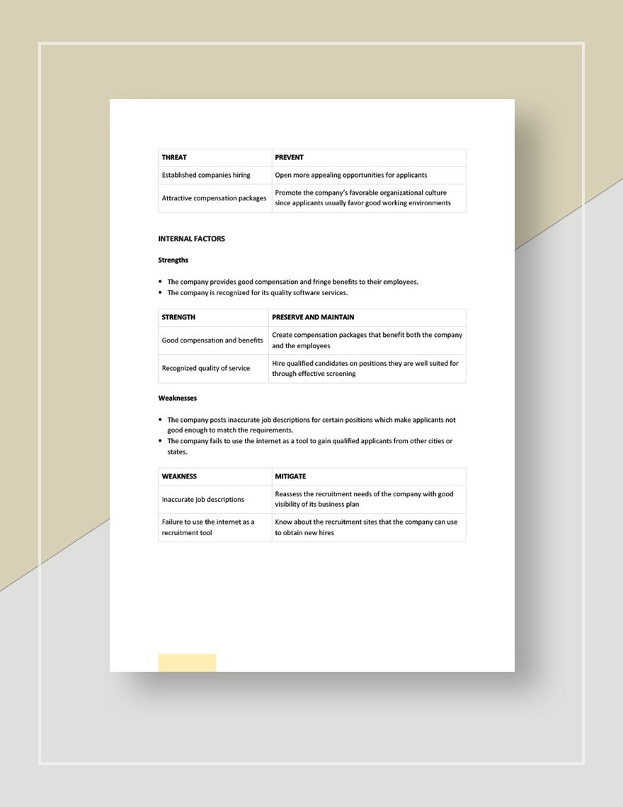 Recruitment swot analysis template - Google Docs, Word, Apple Pages ...