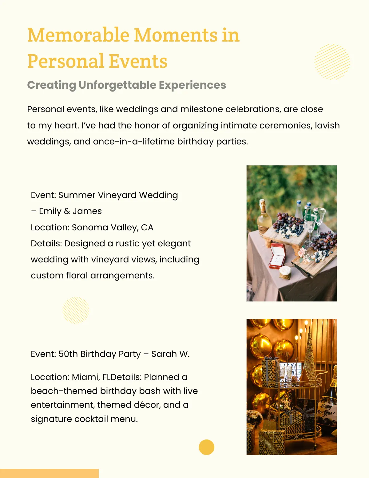 Free Event Portfolio Template to Edit Online