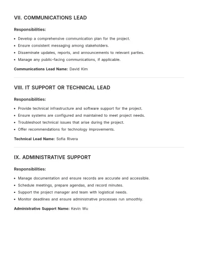 Free Project Team Roles and Responsibilities Template to Edit Online