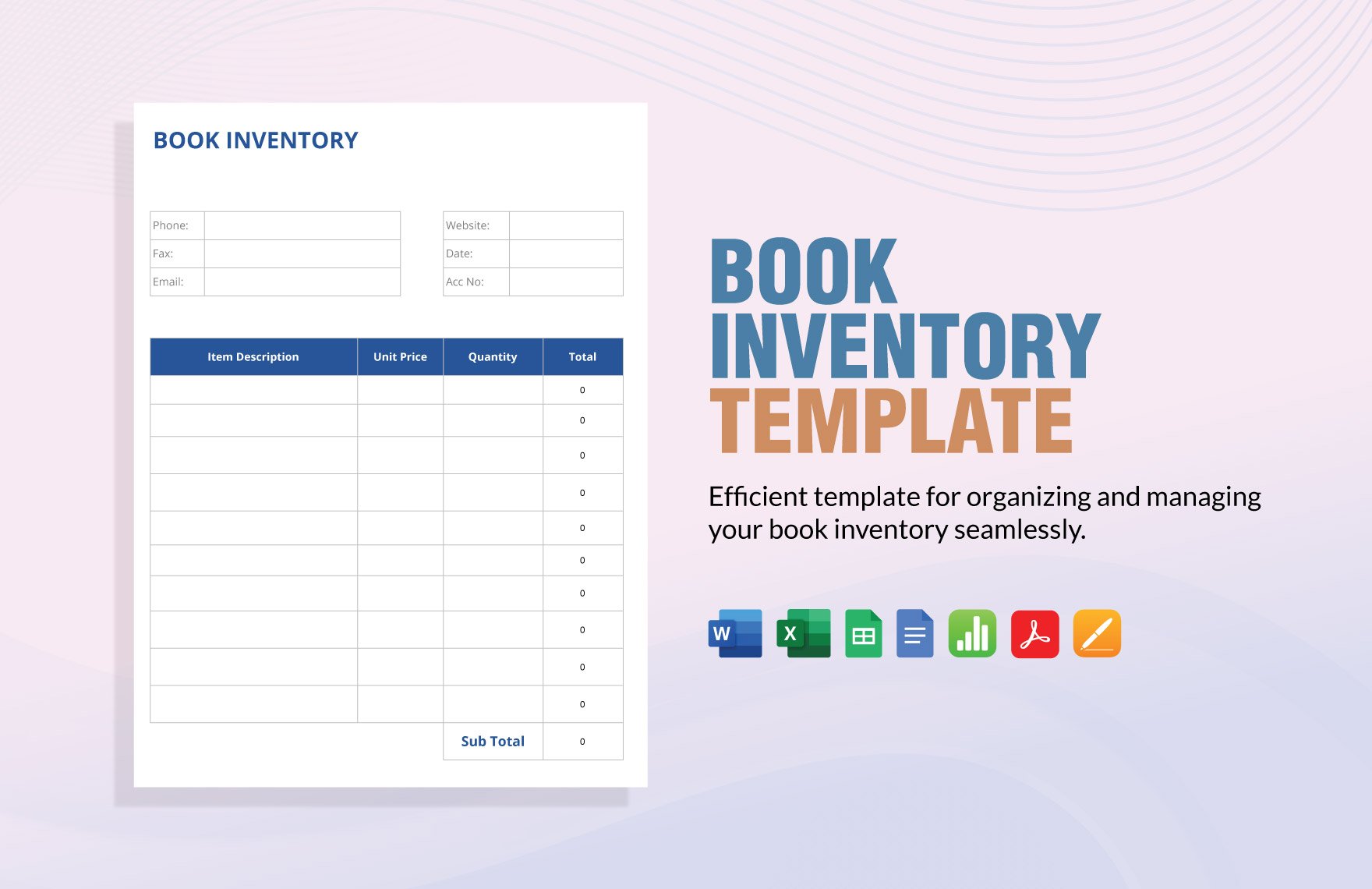 Book Inventory Template in Word, Google Docs, Excel, PDF, Google Sheets, Apple Pages, Apple Numbers