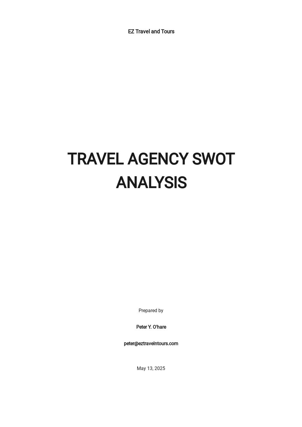 swot analysis of travel agency business plan