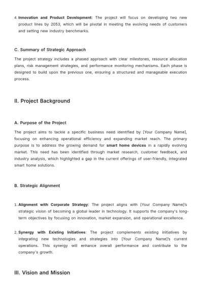 Free Project Strategic Plan Template to Edit Online