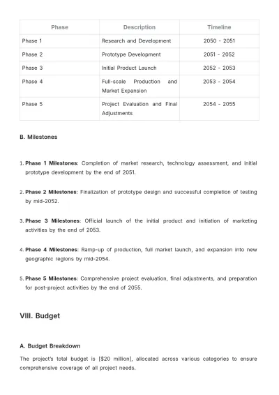 Free Project Strategic Plan Template to Edit Online