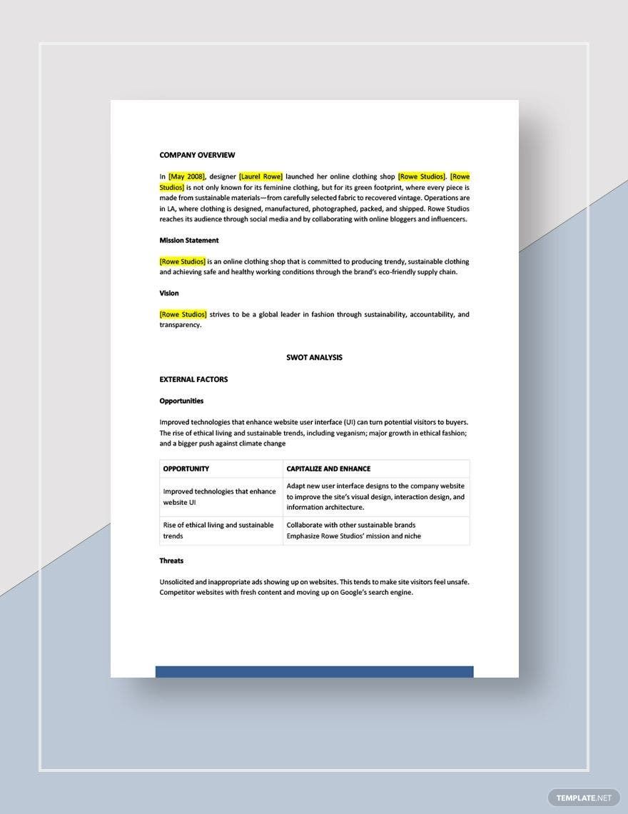 Website swot analysis template - Google Docs, Word, Apple Pages ...