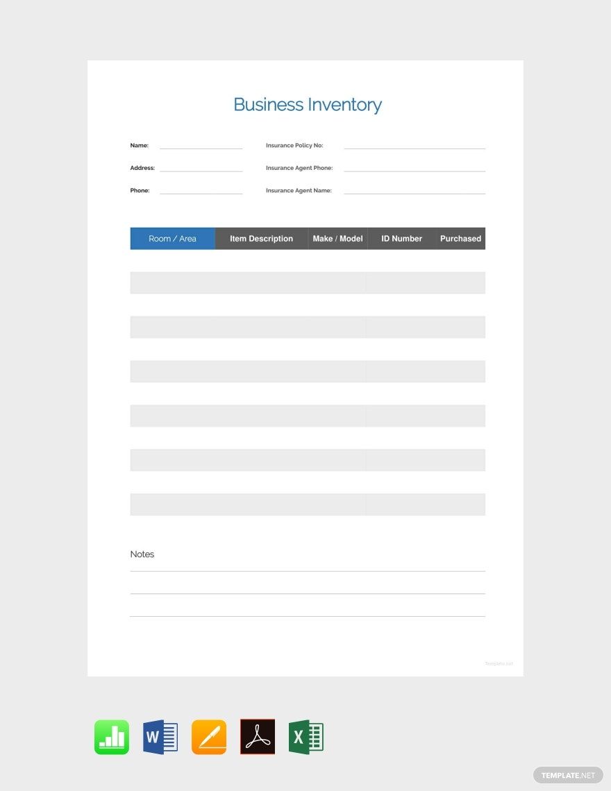 Simple Business Inventory Template
