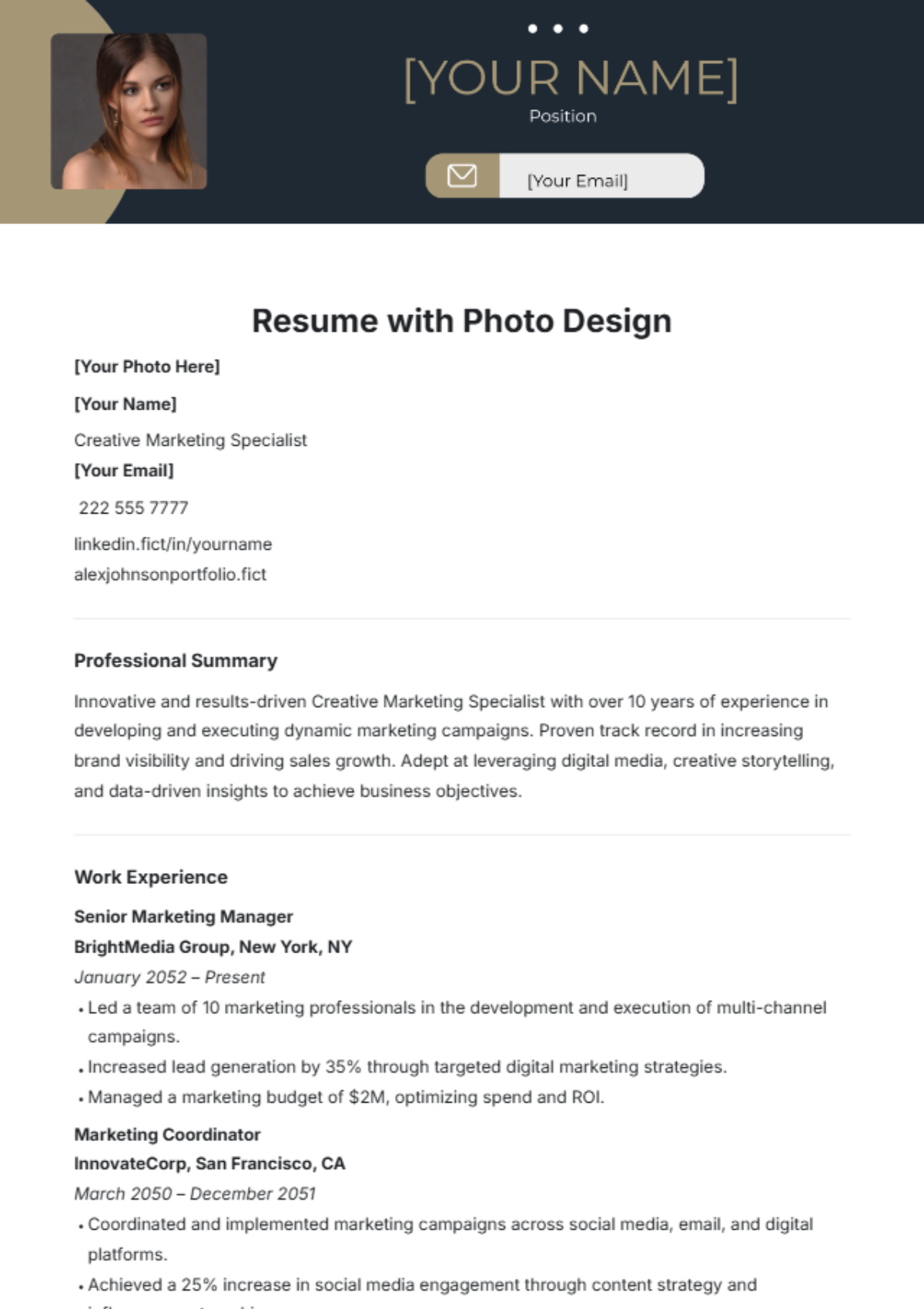 Resume with Photo Design Template