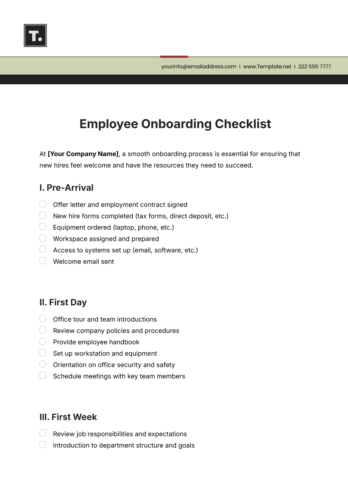 Free New Employee Checklist Templates Editable And Printable Free New Employee Checklist Templates Editable And Printable