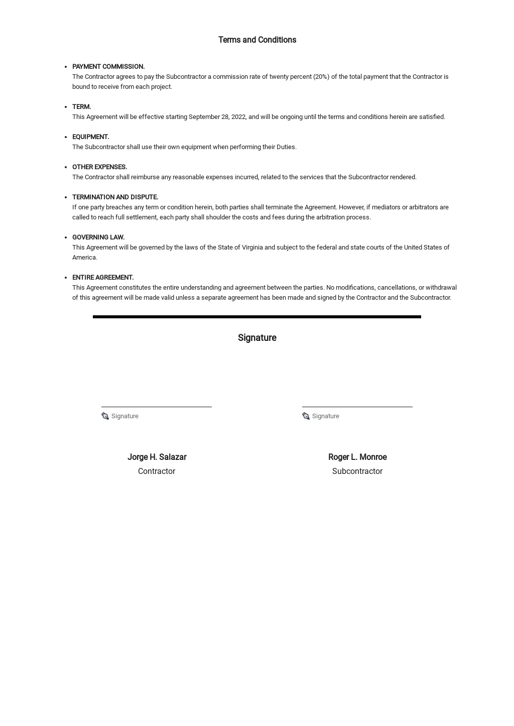 One Page Construction Commission Agreement Template 1.jpe