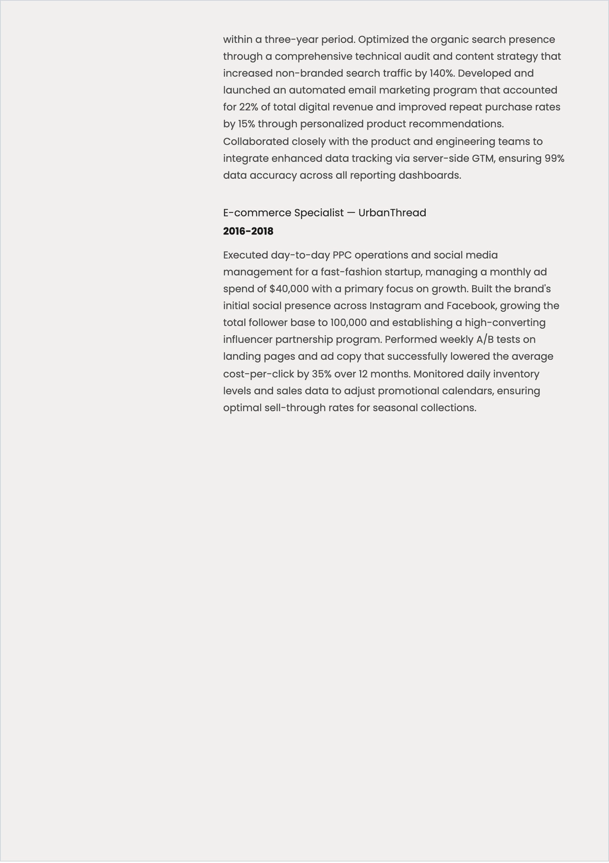 Free Digital Marketing ATS Resume Template, AI Resume Builder
