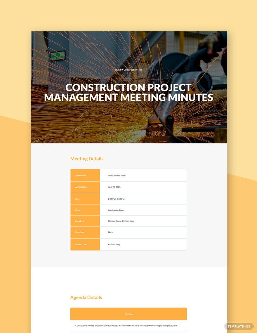 Construction Project Management Meeting Minutes Template