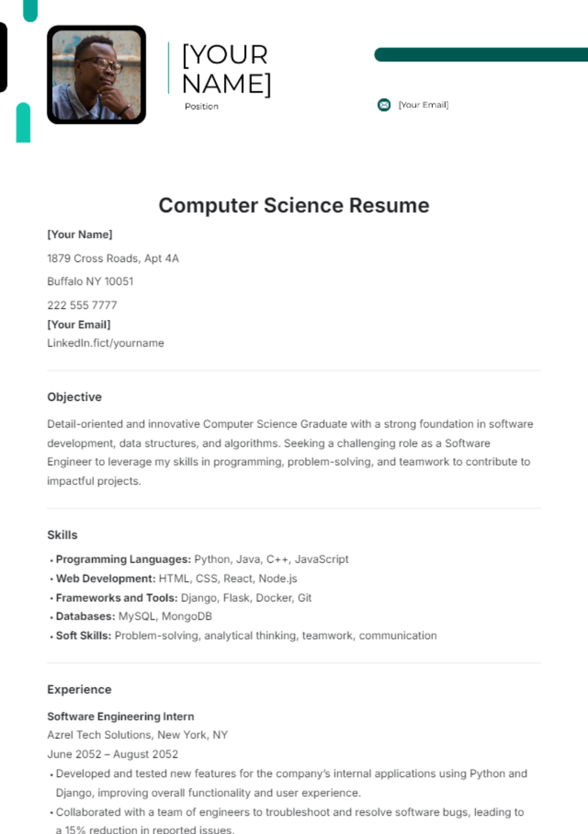 Computer Science Resume Template