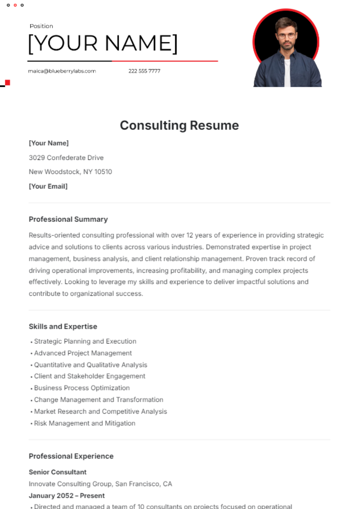 Consulting Resume Template