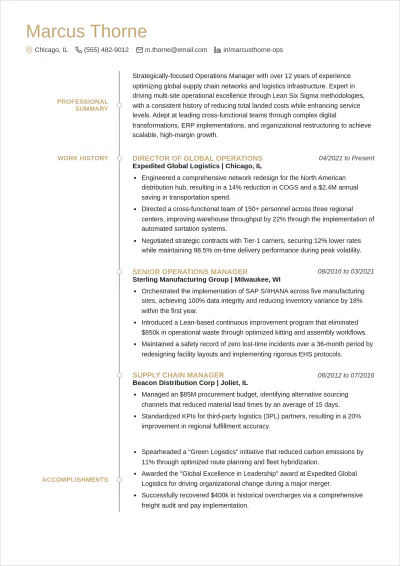Free Best Manager ATS Resume Template, AI Resume Builder