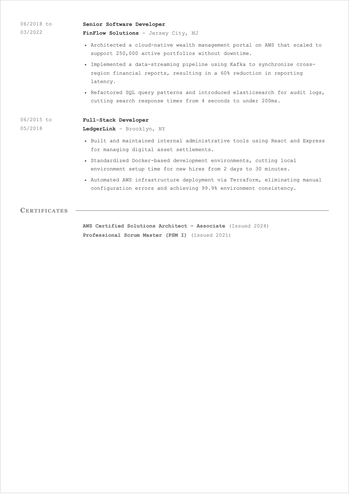 Free Developer ATS Resume Template, AI Resume Builder