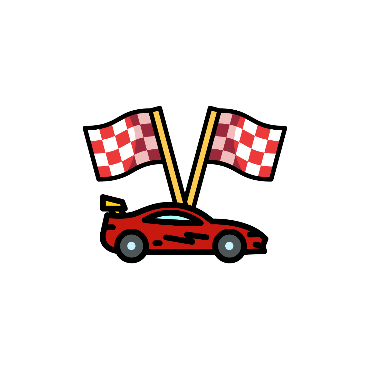 Racing Flag and Car Clipart