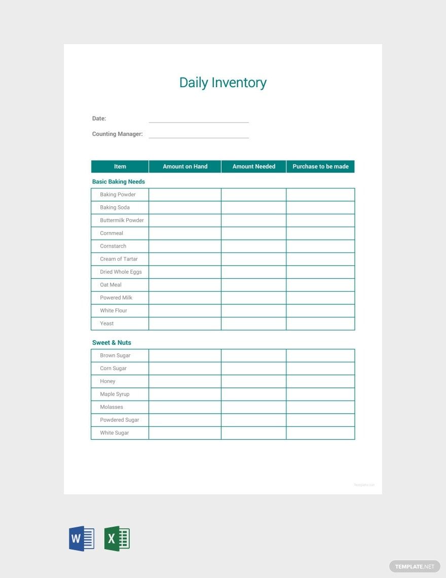 Free Daily Inventory Template Google Docs, Google Sheets, Excel, Word