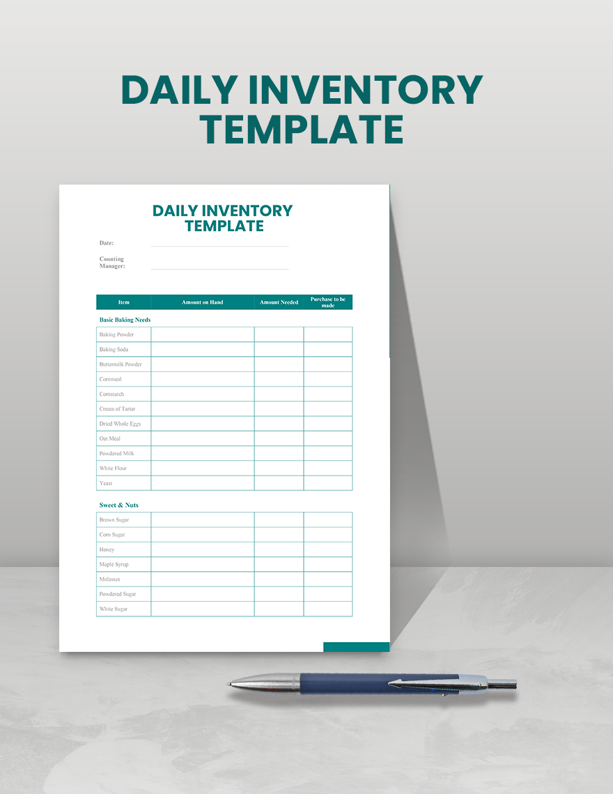 Free Daily Inventory Template Word Google Docs Excel Pdf Google