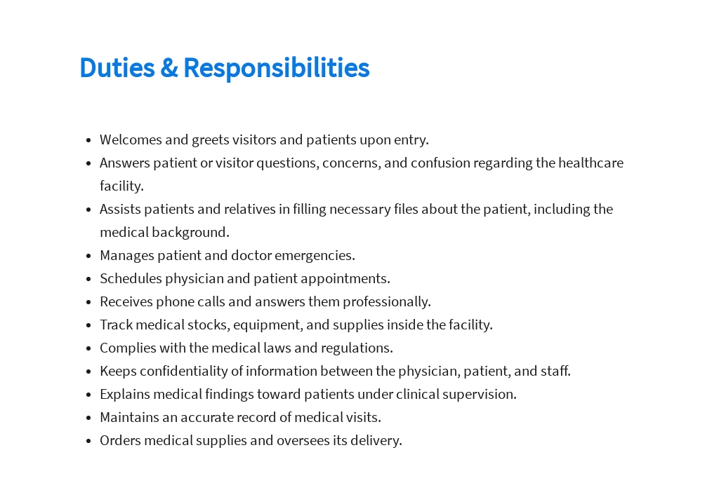 Free Medical Office Receptionist Job Ad and Description Template 3.jpe
