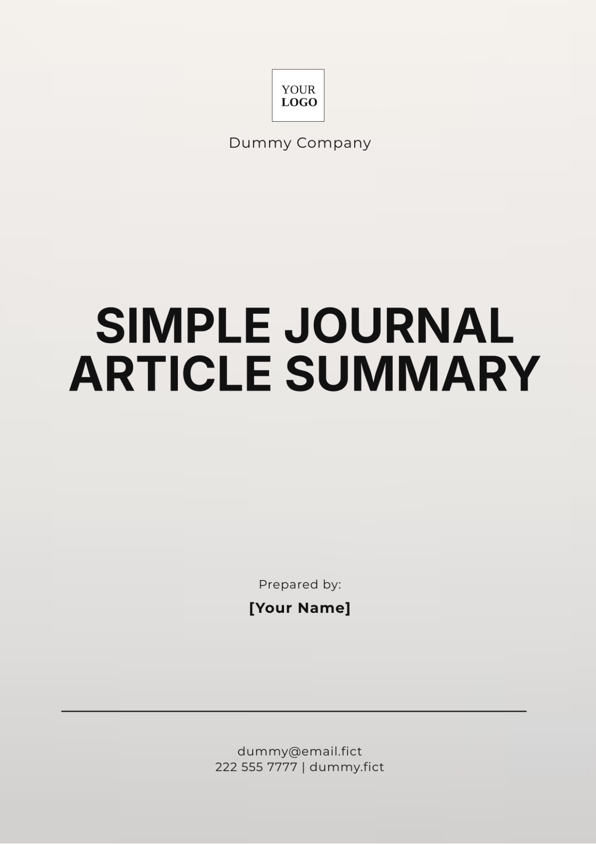 Simple Journal Article Summary Template - Edit Online & Download